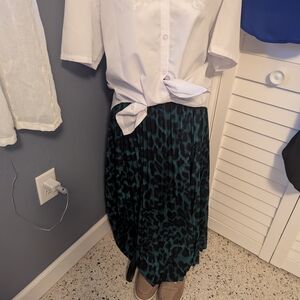 Leopard Print Green Skirt